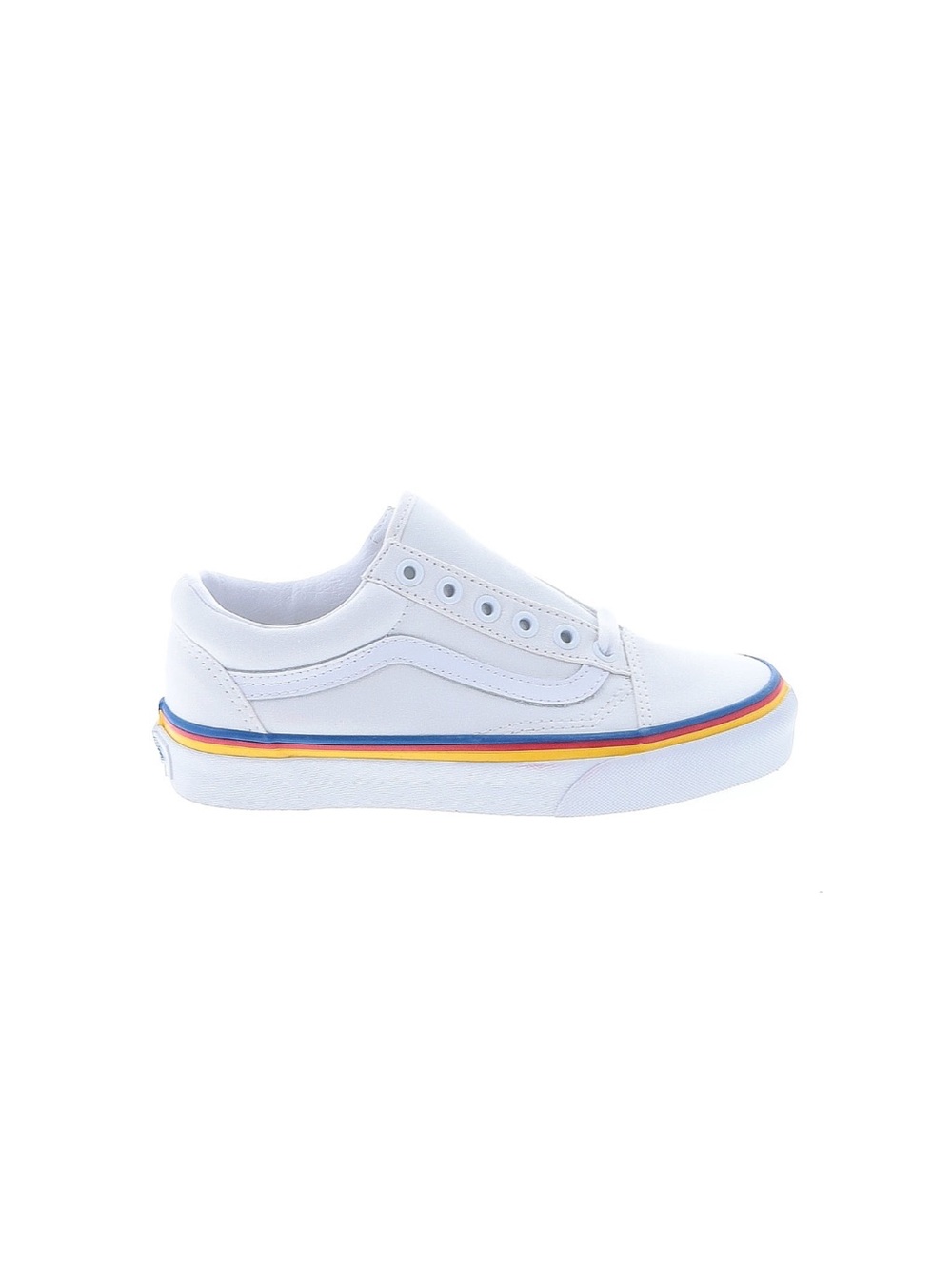 NWT - Vans Old Skool Rainbow Stripe White Canvas Skate Shoes - Size 5